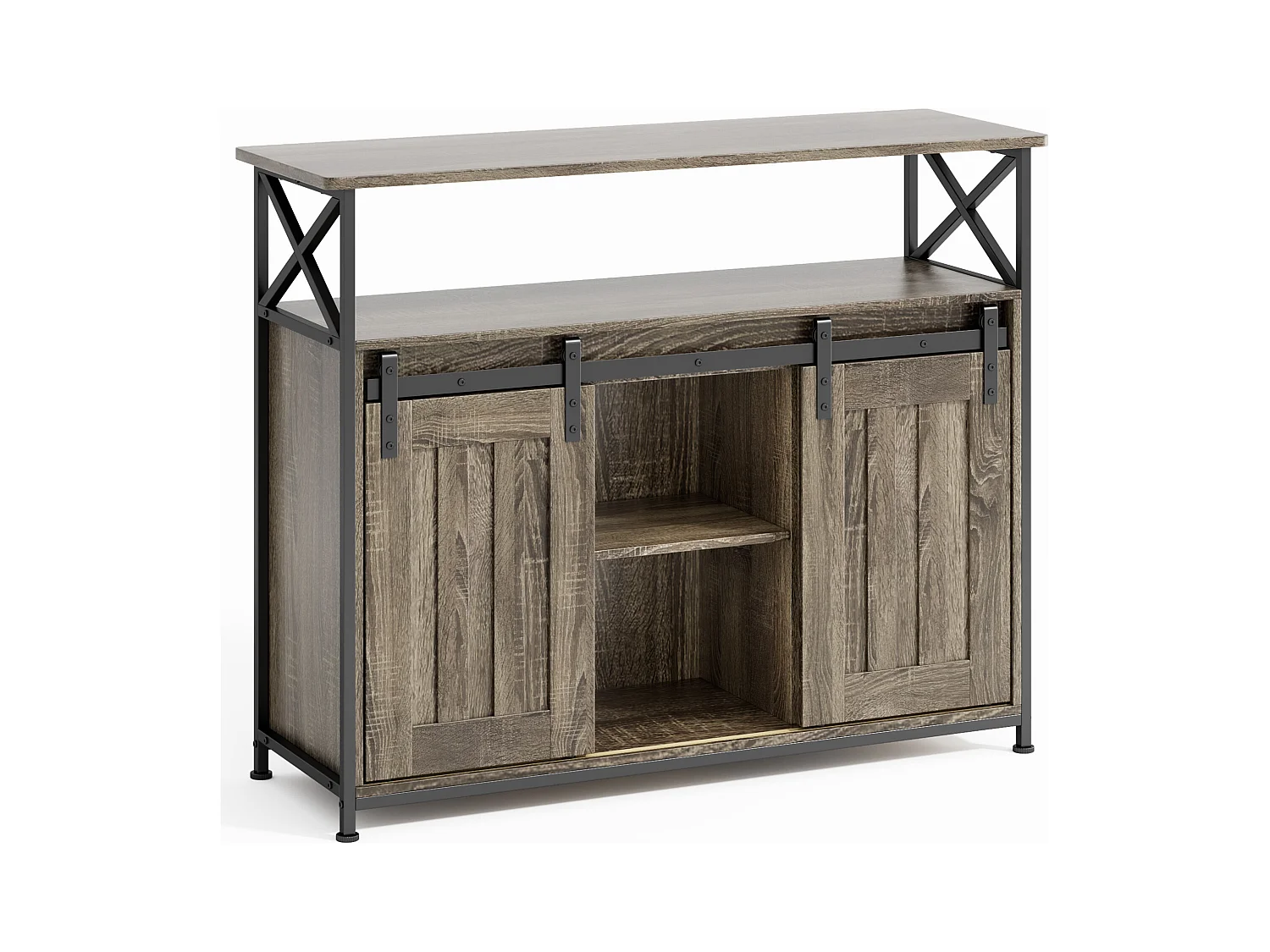 Buffet de Rangement BEALIFE AP56 - 2 Portes Coulissantes - Étagères Réglables - 100 x 33 x 80 cm - Gris - Pour Salon & Cuisine