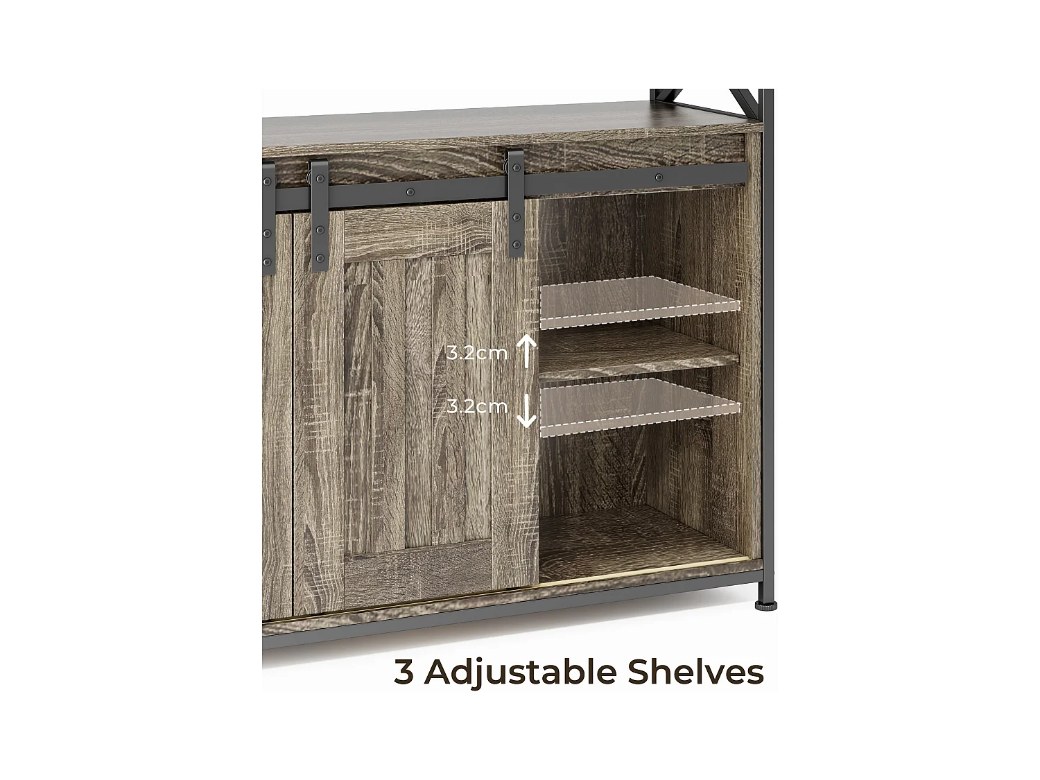 Buffet de Rangement BEALIFE AP56 - 2 Portes Coulissantes - Étagères Réglables - 100 x 33 x 80 cm - Gris - Pour Salon & Cuisine