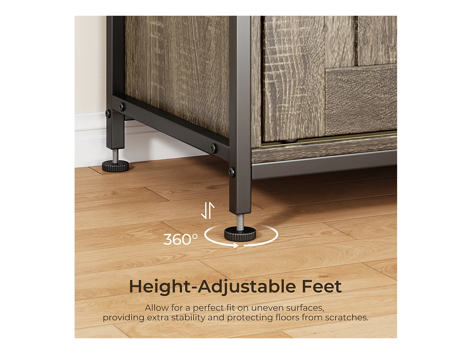 Buffet de Rangement BEALIFE AP56 - 2 Portes Coulissantes - Étagères Réglables - 100 x 33 x 80 cm - Gris - Pour Salon & Cuisine