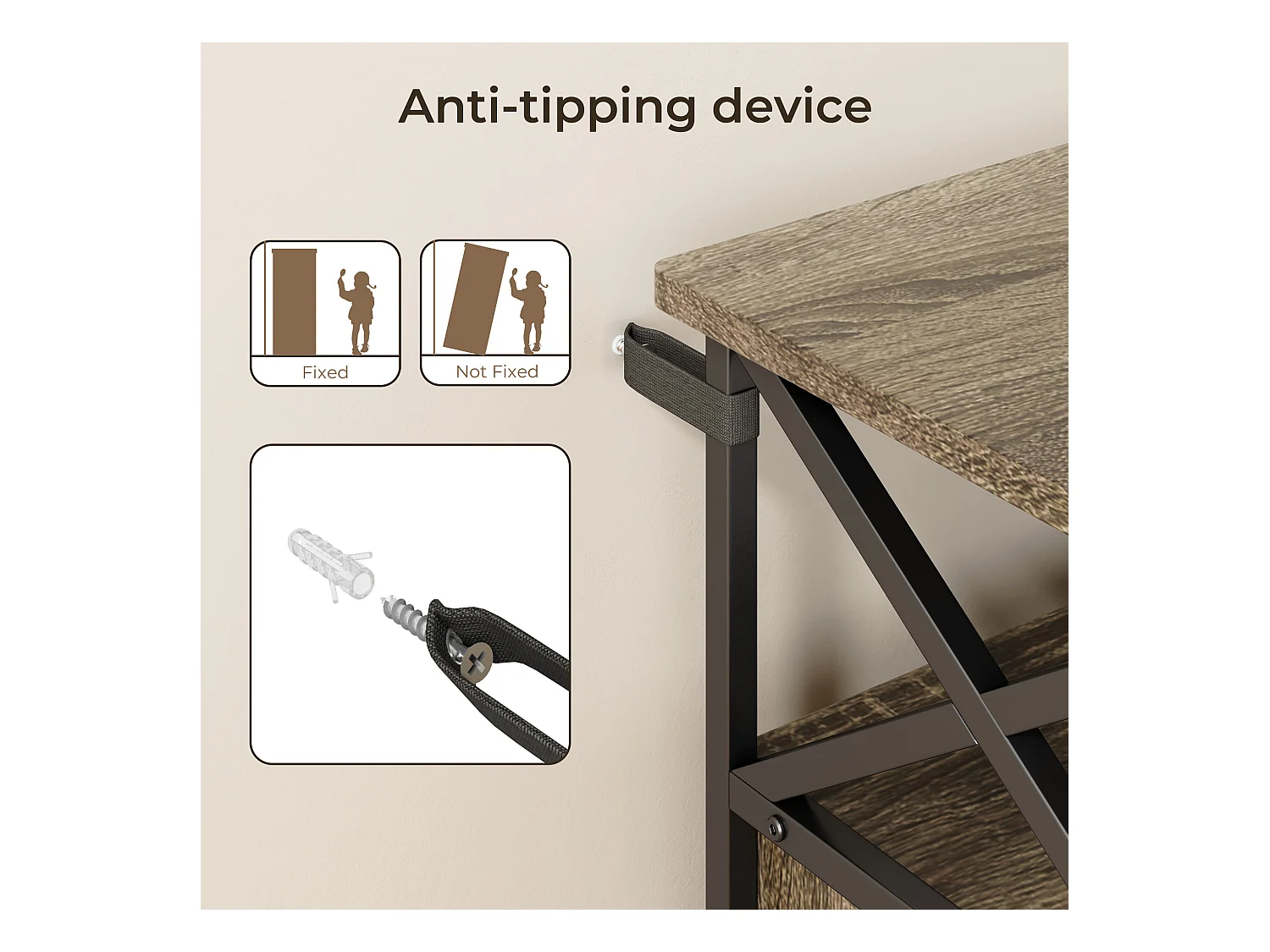 Buffet de Rangement BEALIFE AP56 - 2 Portes Coulissantes - Étagères Réglables - 100 x 33 x 80 cm - Gris - Pour Salon & Cuisine