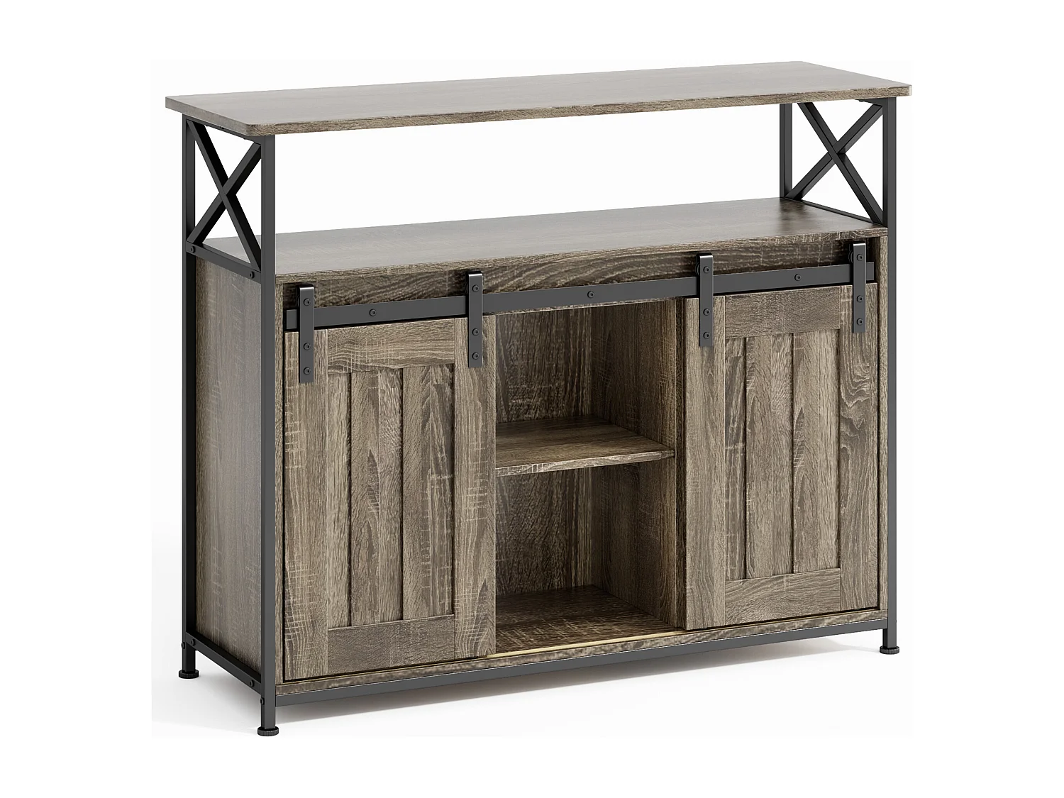 Buffet de Rangement BEALIFE AP56 - 2 Portes Coulissantes - Étagères Réglables - 100 x 33 x 80 cm - Gris - Pour Salon & Cuisine