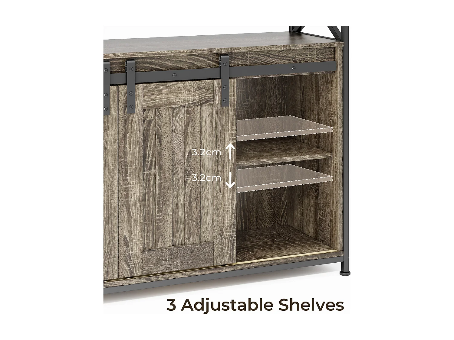 Buffet de Rangement BEALIFE AP56 - 2 Portes Coulissantes - Étagères Réglables - 100 x 33 x 80 cm - Gris - Pour Salon & Cuisine