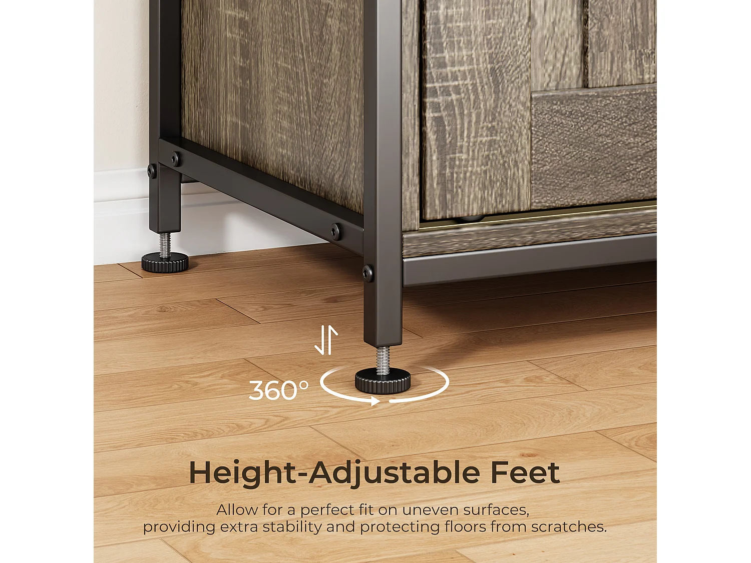 Buffet de Rangement BEALIFE AP56 - 2 Portes Coulissantes - Étagères Réglables - 100 x 33 x 80 cm - Gris - Pour Salon & Cuisine