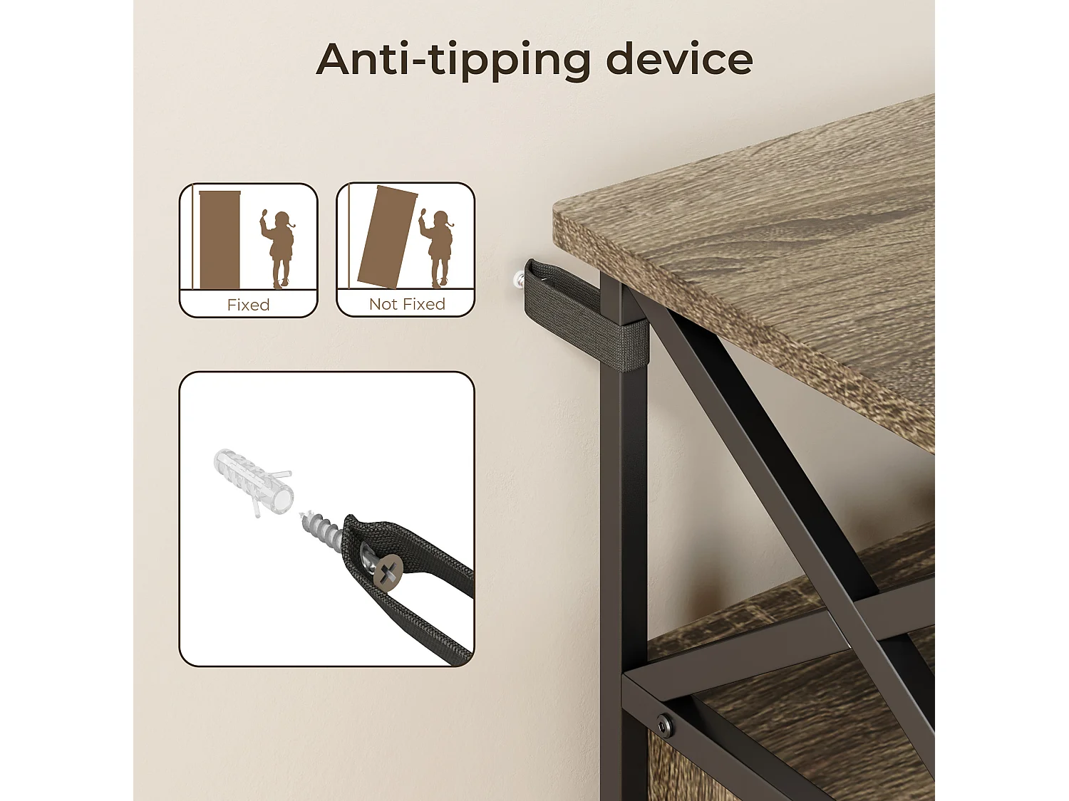 Buffet de Rangement BEALIFE AP56 - 2 Portes Coulissantes - Étagères Réglables - 100 x 33 x 80 cm - Gris - Pour Salon & Cuisine