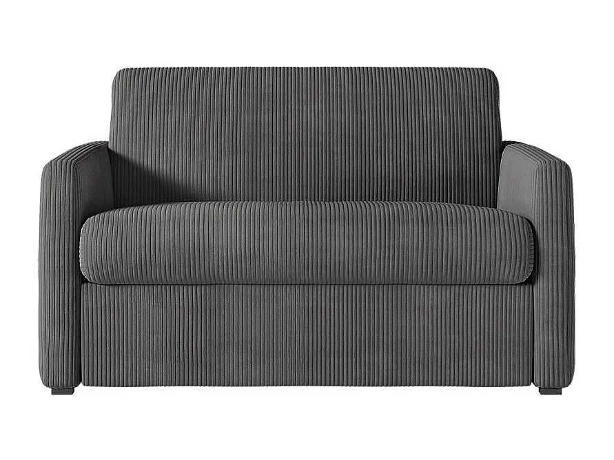 Fauteuil AGATHE convertible express couchage quotidien 100x190cm en velours côtelé Gris anthracite - Matelas 13cm