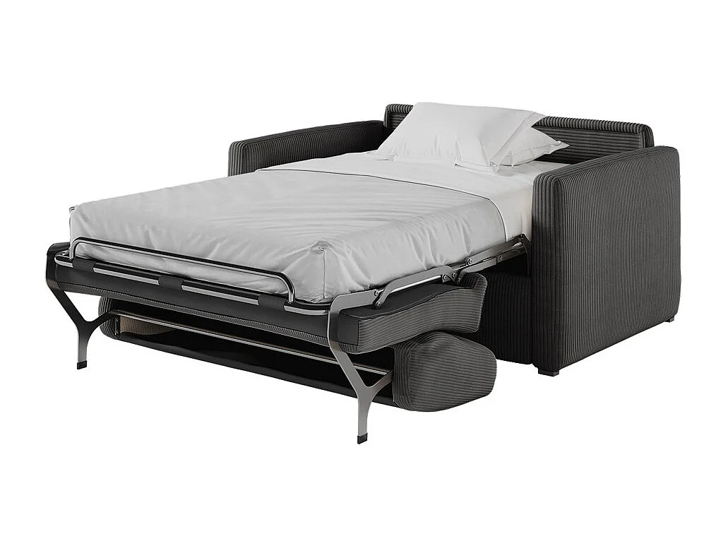 Fauteuil AGATHE convertible express couchage quotidien 100x190cm en velours côtelé Gris anthracite - Matelas 13cm