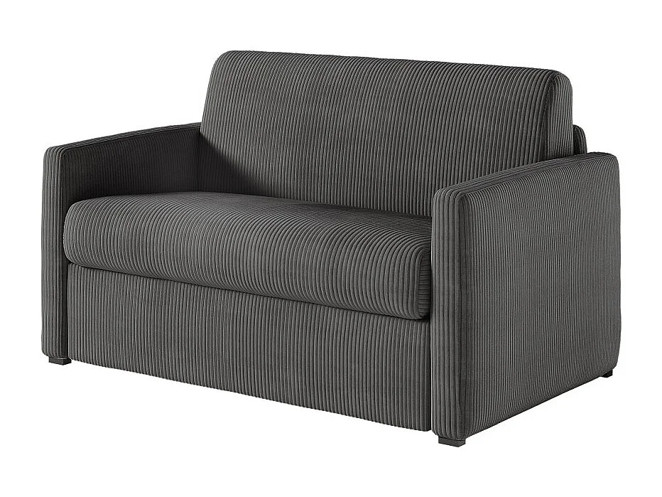 Fauteuil AGATHE convertible express couchage quotidien 100x190cm en velours côtelé Gris anthracite - Matelas 13cm
