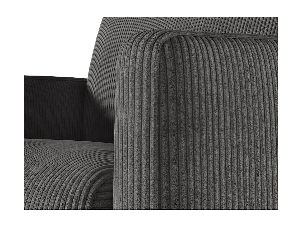 Fauteuil AGATHE convertible express couchage quotidien 100x190cm en velours côtelé Gris anthracite - Matelas 13cm