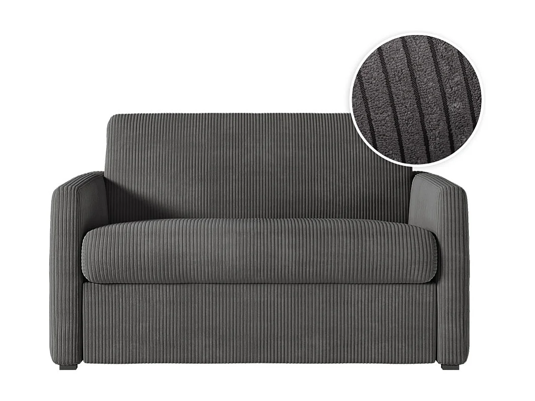 Fauteuil AGATHE convertible express couchage quotidien 100x190cm en velours côtelé Gris anthracite - Matelas 13cm