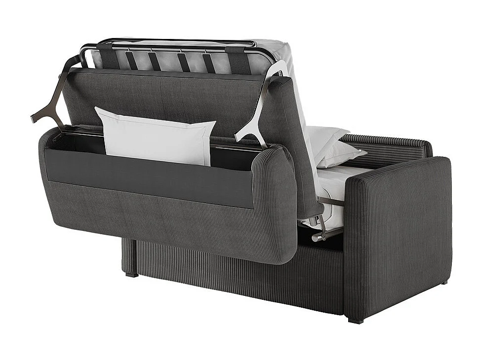 Fauteuil AGATHE convertible express couchage quotidien 100x190cm en velours côtelé Gris anthracite - Matelas 13cm
