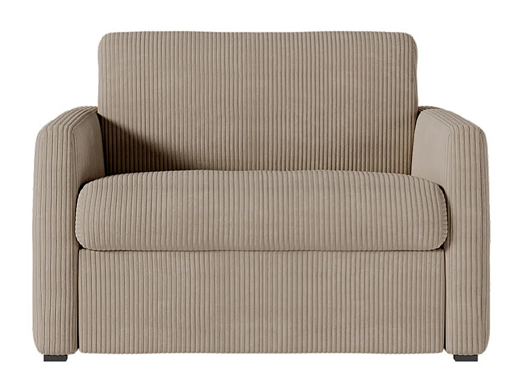 Fauteuil AGATHE convertible express couchage quotidien 70x190cm en velours côtelé taupe - Matelas 13cm