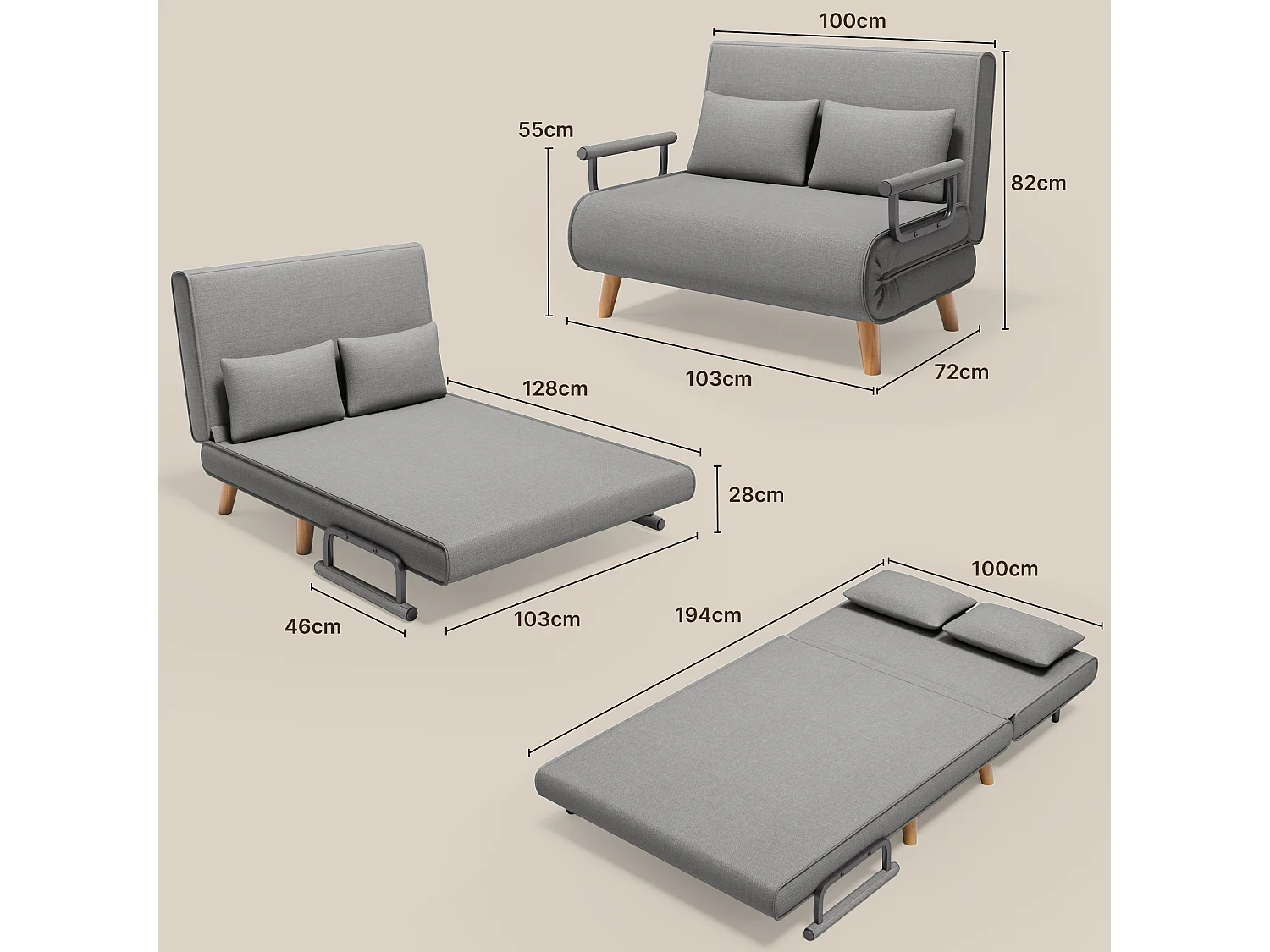 Bealife meuble de cuisine Commode à 2 tiroirs et 2 portes Buffet de cuisine Buffet de cuisine