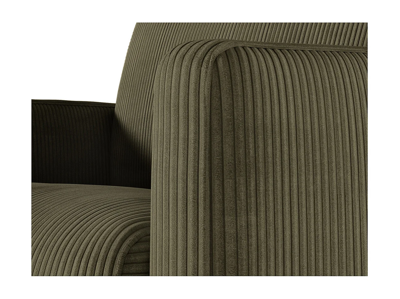 Fauteuil AGATHE convertible express couchage quotidien 70x190cm en velours côtelé vert kaki - Matelas 13cm
