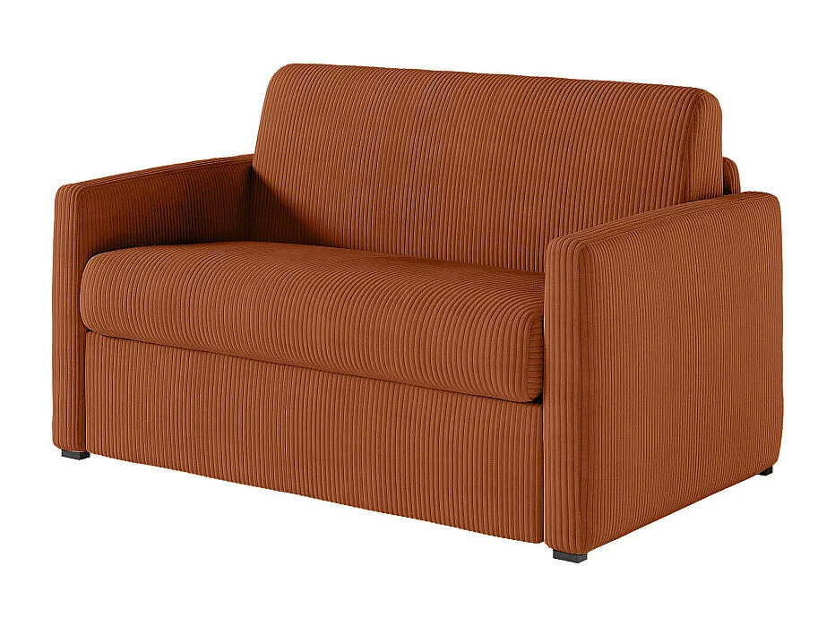 Fauteuil AGATHE convertible express couchage quotidien 100x190cm en velours côtelé terracotta - Matelas 13cm