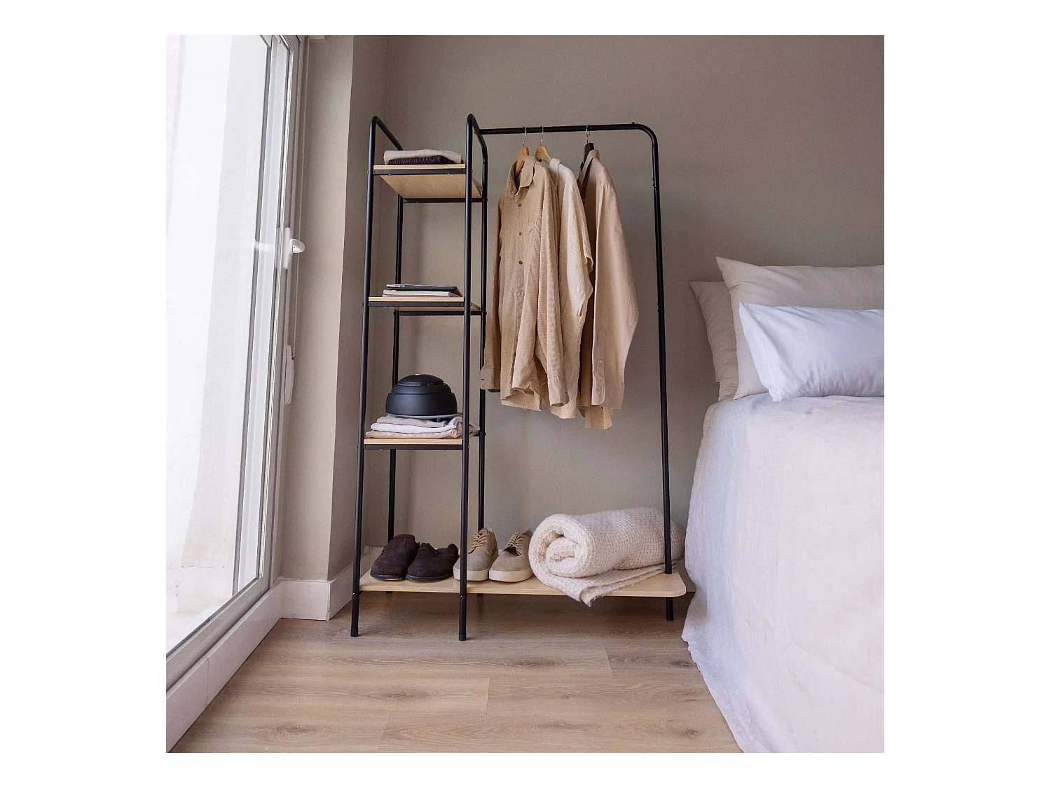 Perchero Burro  Hangy Wood 400 Negro - Newlux