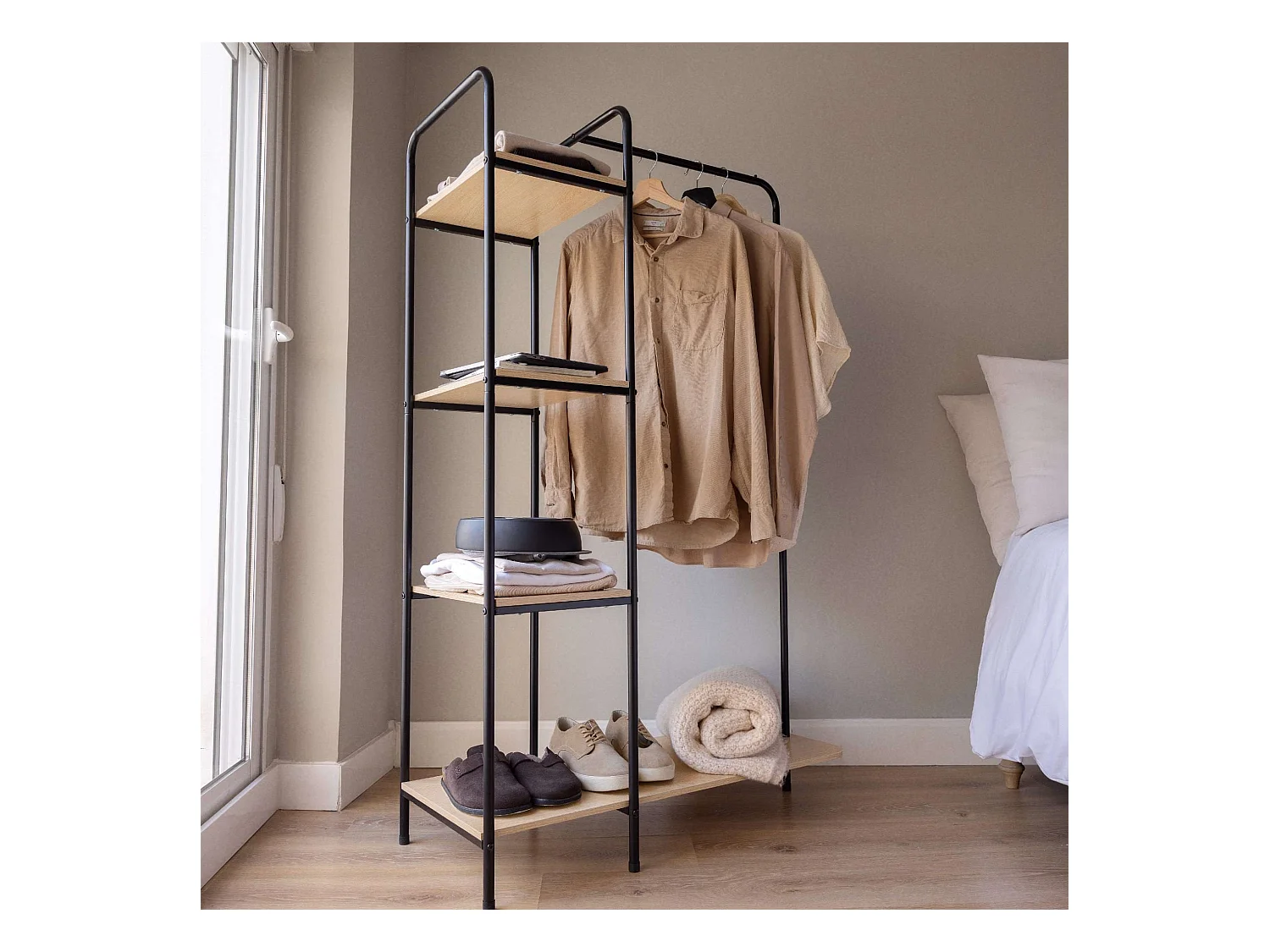 Perchero Burro  Hangy Wood 400 Negro - Newlux