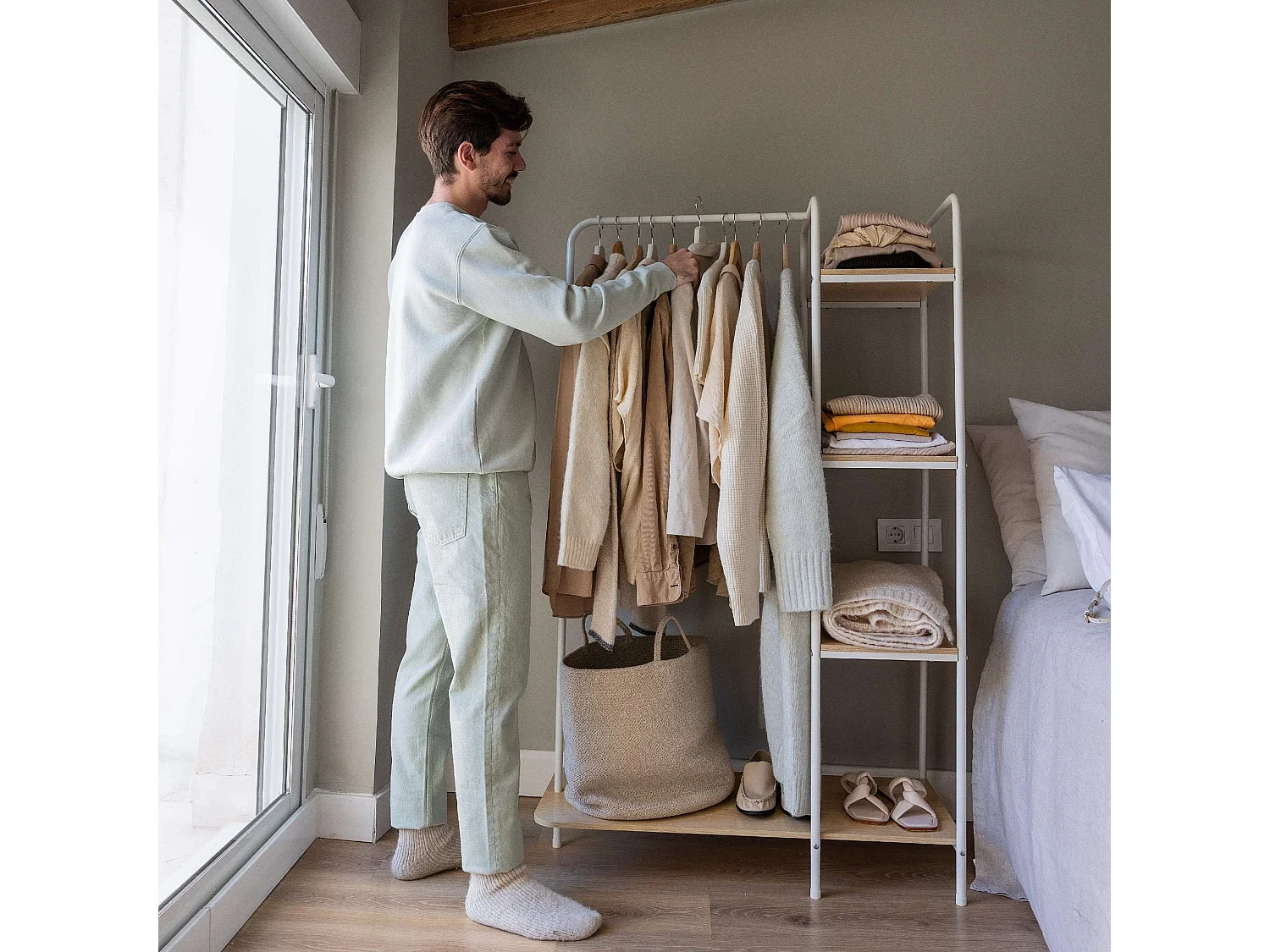 Perchero Burro  Hangy Wood 400 Blanco - Newlux