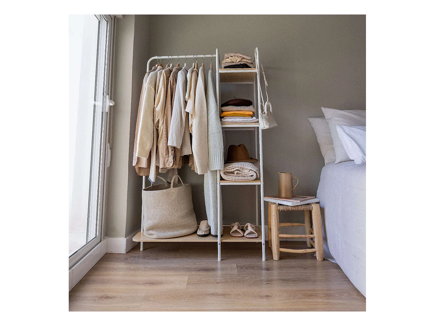Perchero Burro  Hangy Wood 400 Blanco - Newlux
