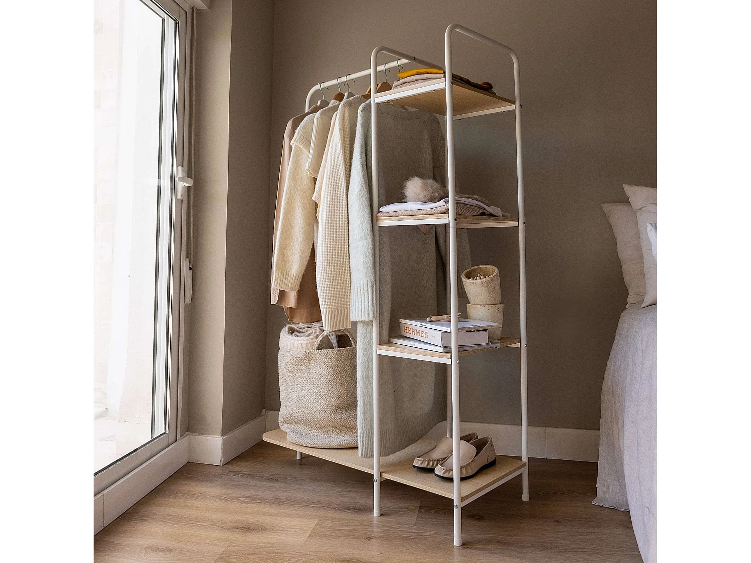 Perchero Burro  Hangy Wood 400 Blanco - Newlux