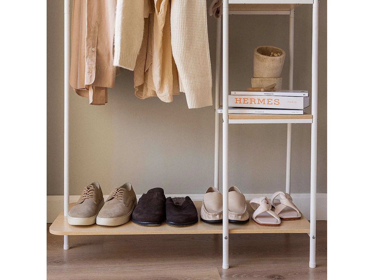 Perchero Burro  Hangy Wood 400 Blanco - Newlux