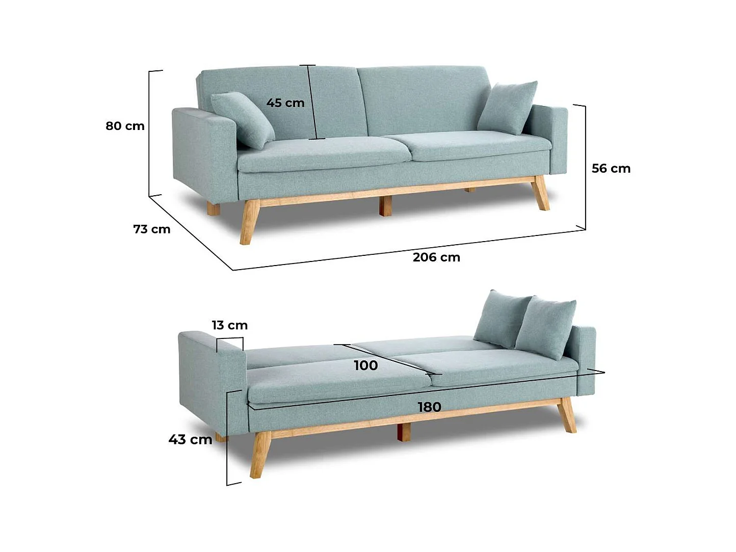 Sofá Cama  Reine Verde Menta - Nalui