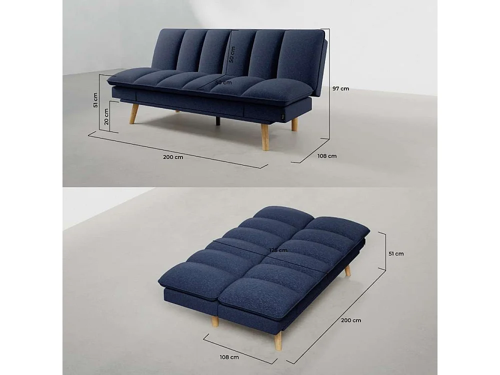 Sofá Cama  Cloud Lines Azul Marino - Nalui