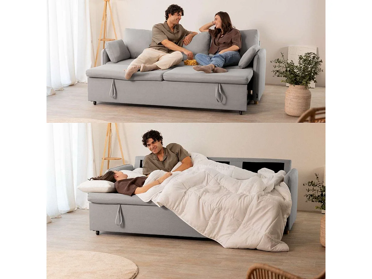 Sofá Cama  Nest 3 Gris - Nalui