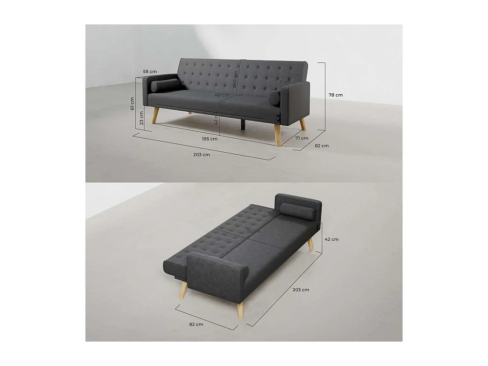 Sofá Cama  One Dots Gris Antracita - Nalui