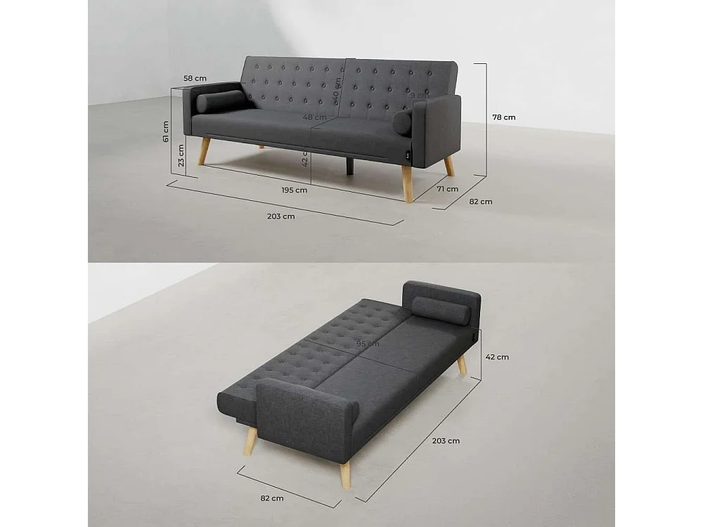 Sofá Cama  One Dots Gris Antracita - Nalui