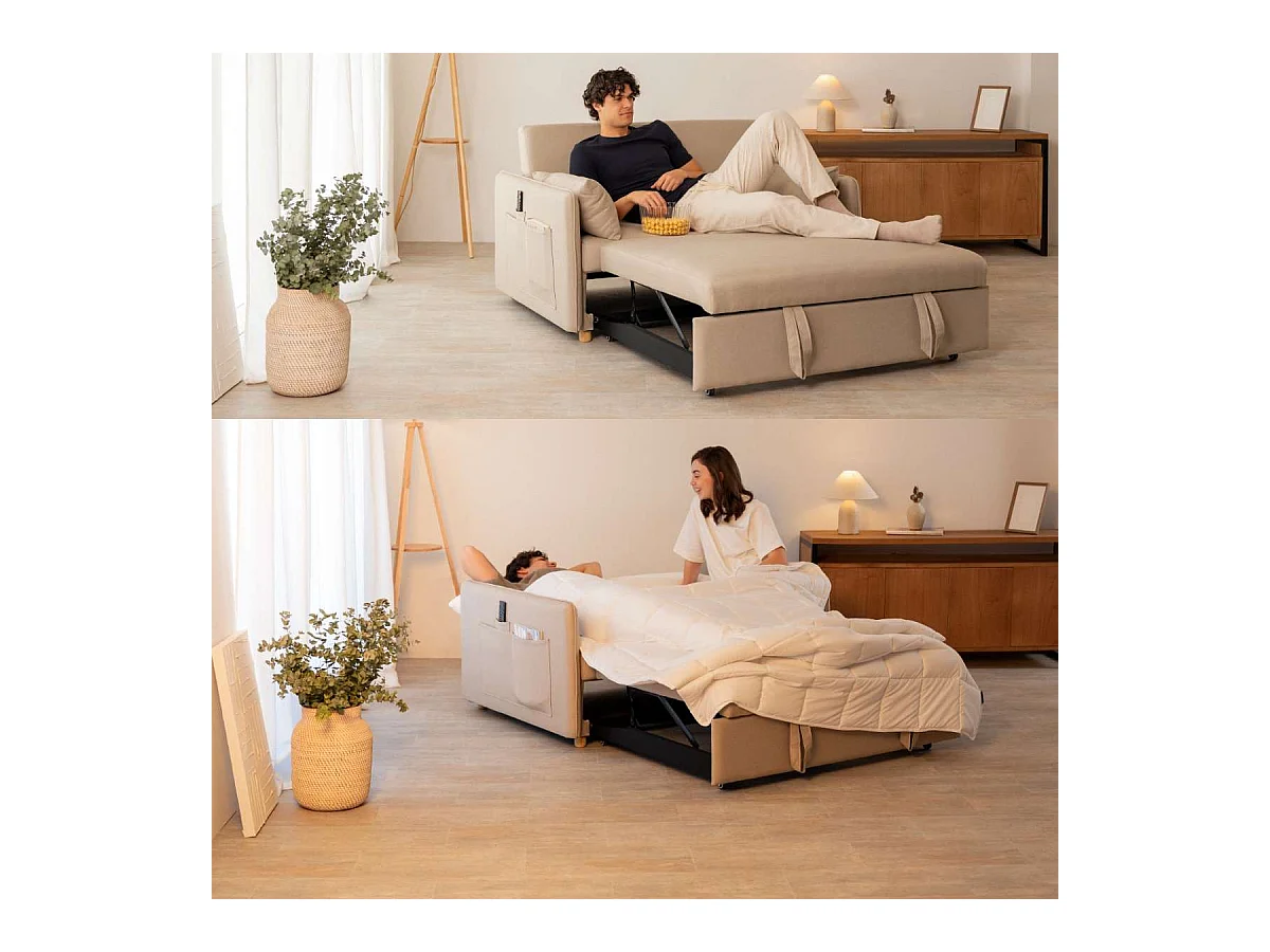 Sofá Cama  Nest 2 Beige - Nalui