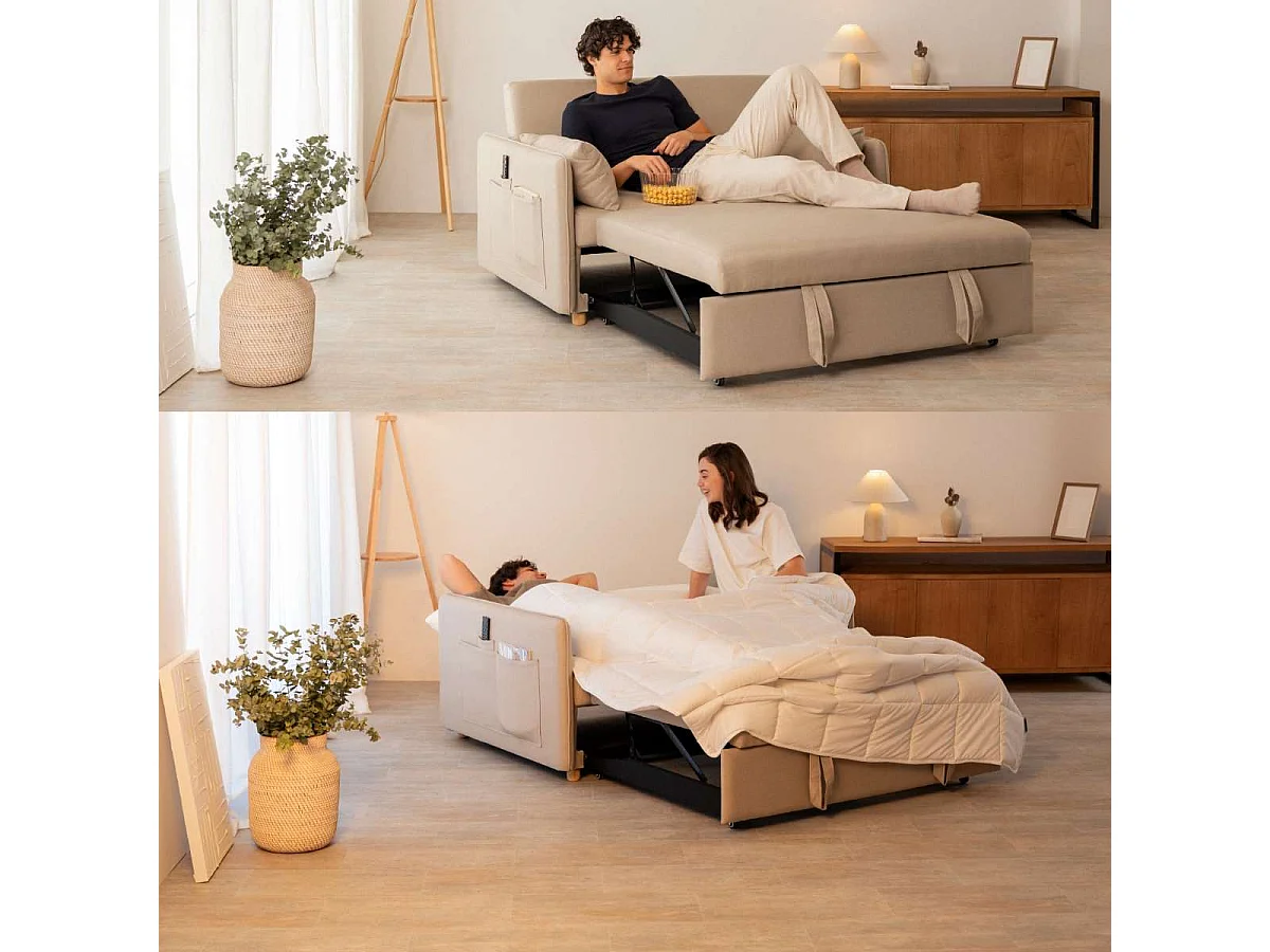 Sofá Cama  Nest 2 Beige - Nalui