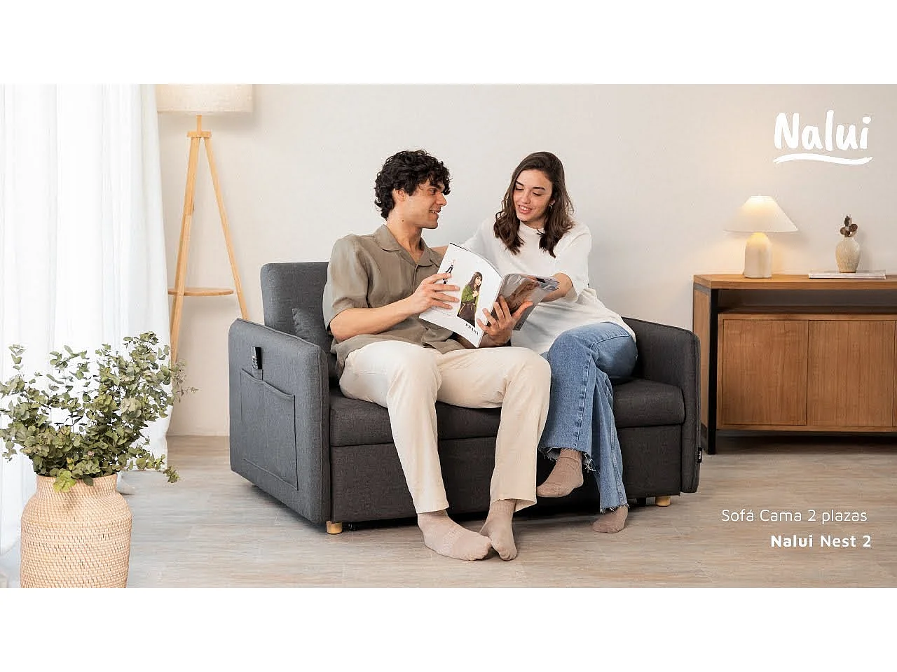 Sofá Cama  Nest 2 Beige - Nalui