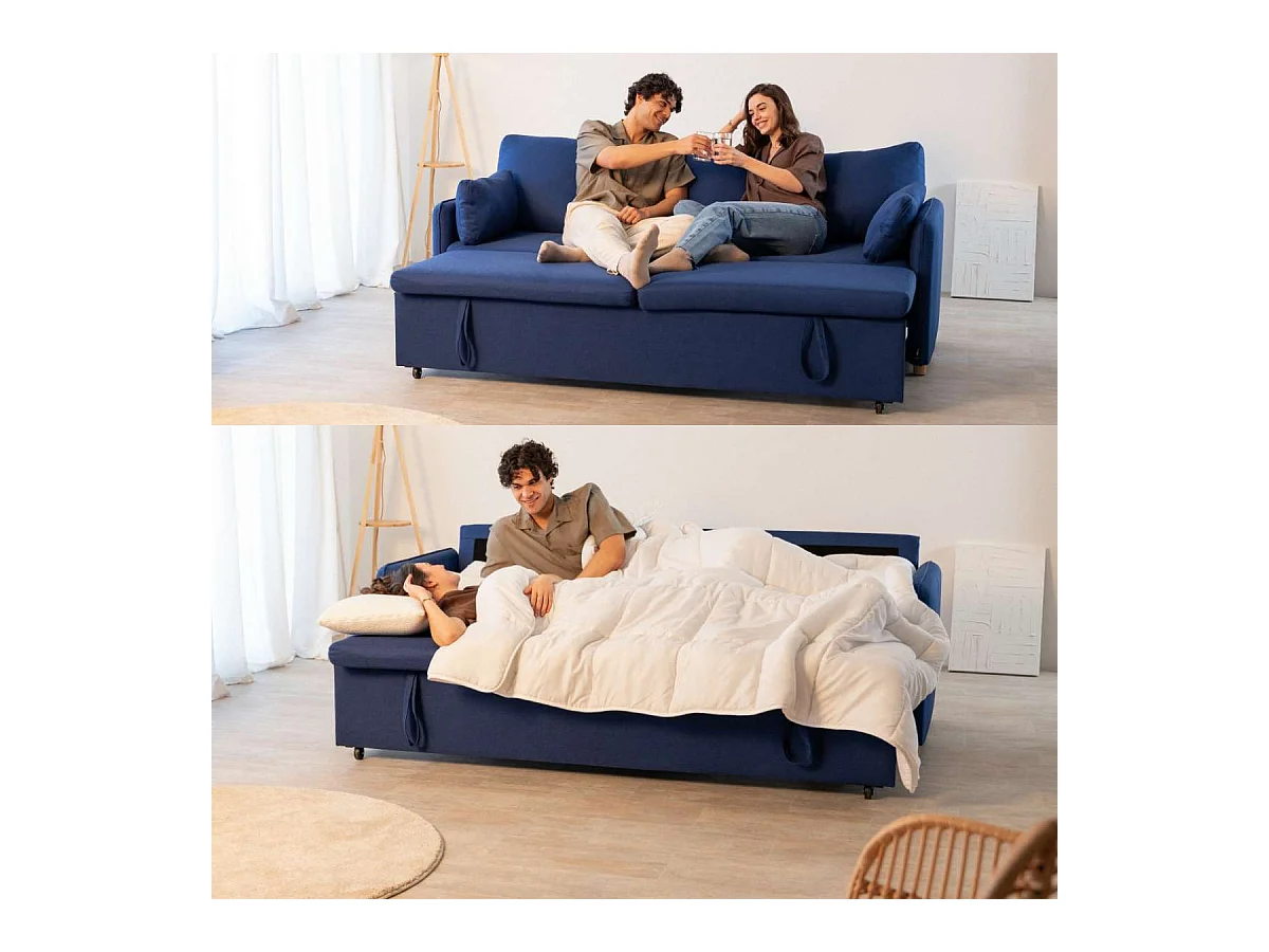 Sofá Cama  Nest 3 Azul Marino - Nalui