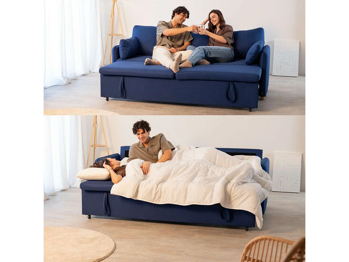 Sofá Cama  Nest 3 Azul Marino - Nalui