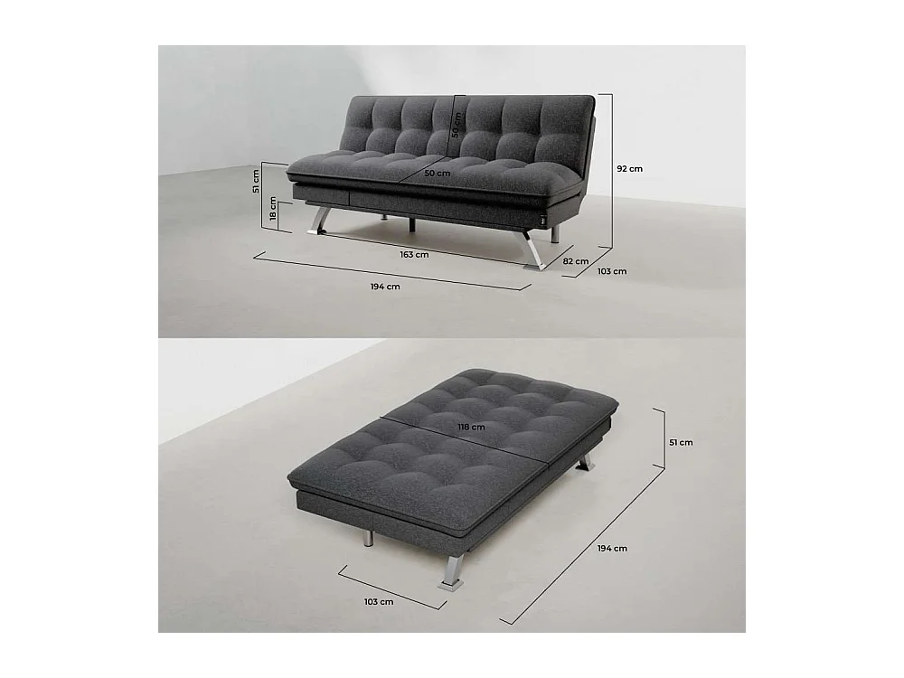 Sofá Cama  Cloud Dots Gris Antracita - Nalui