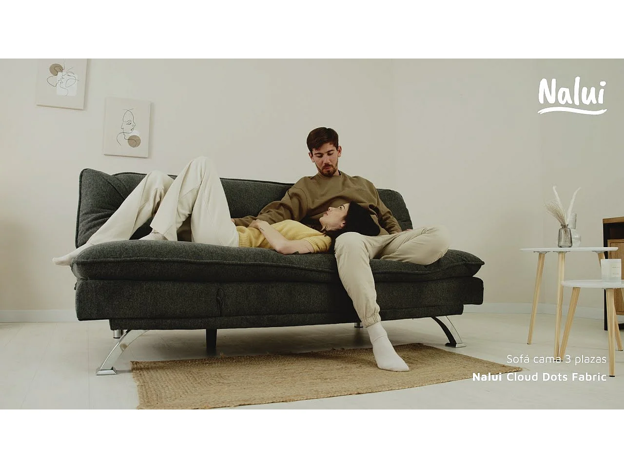 Sofá Cama  Cloud Dots Gris Antracita - Nalui