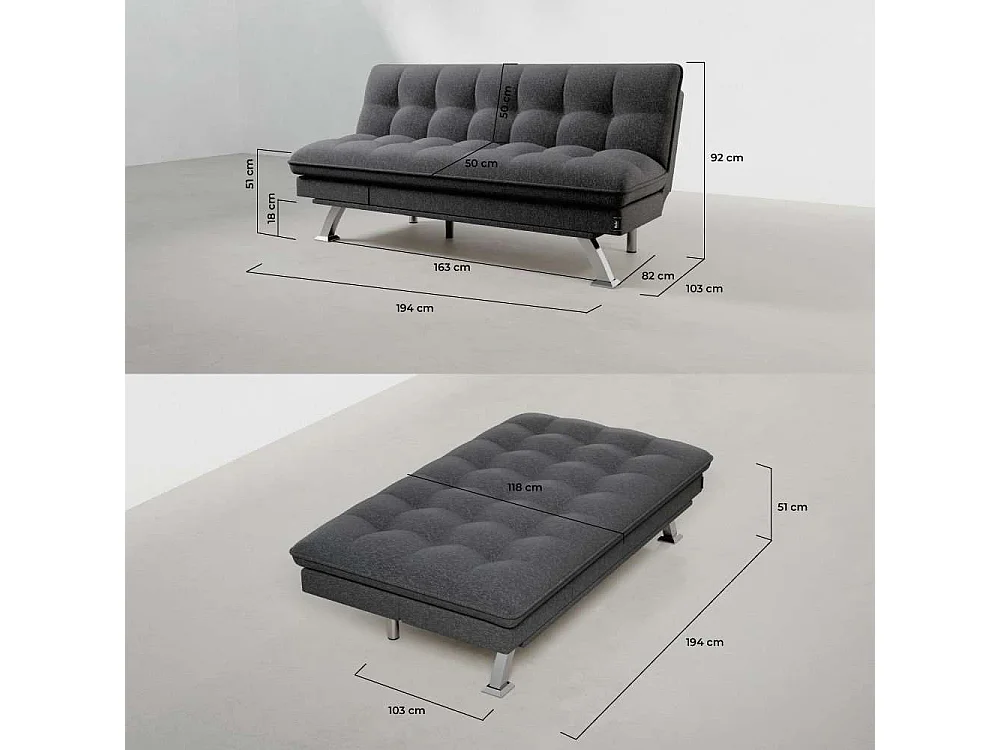 Sofá Cama  Cloud Dots Gris Antracita - Nalui