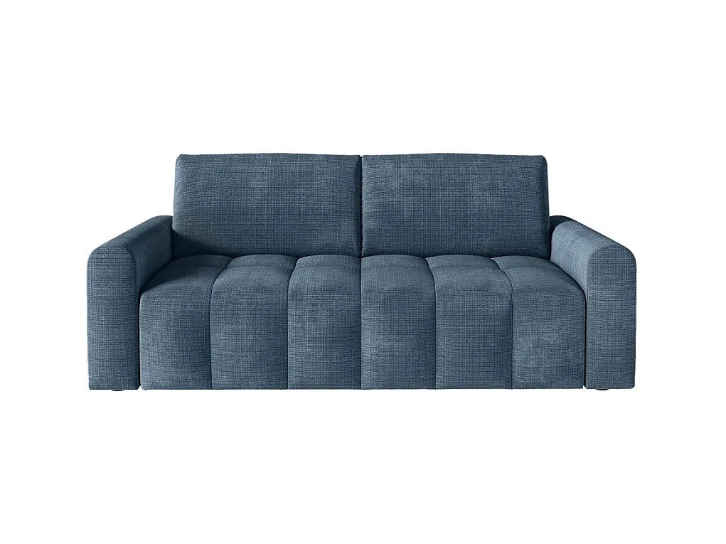 Canapé SILVIO convertible express 3 places couchage 140x190cm matelas 13cm tissu chenille bleu foncé