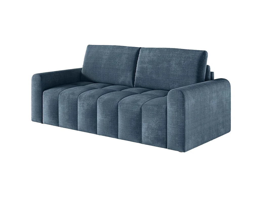 Canapé SILVIO convertible express 3 places couchage 140x190cm matelas 13cm tissu chenille bleu foncé