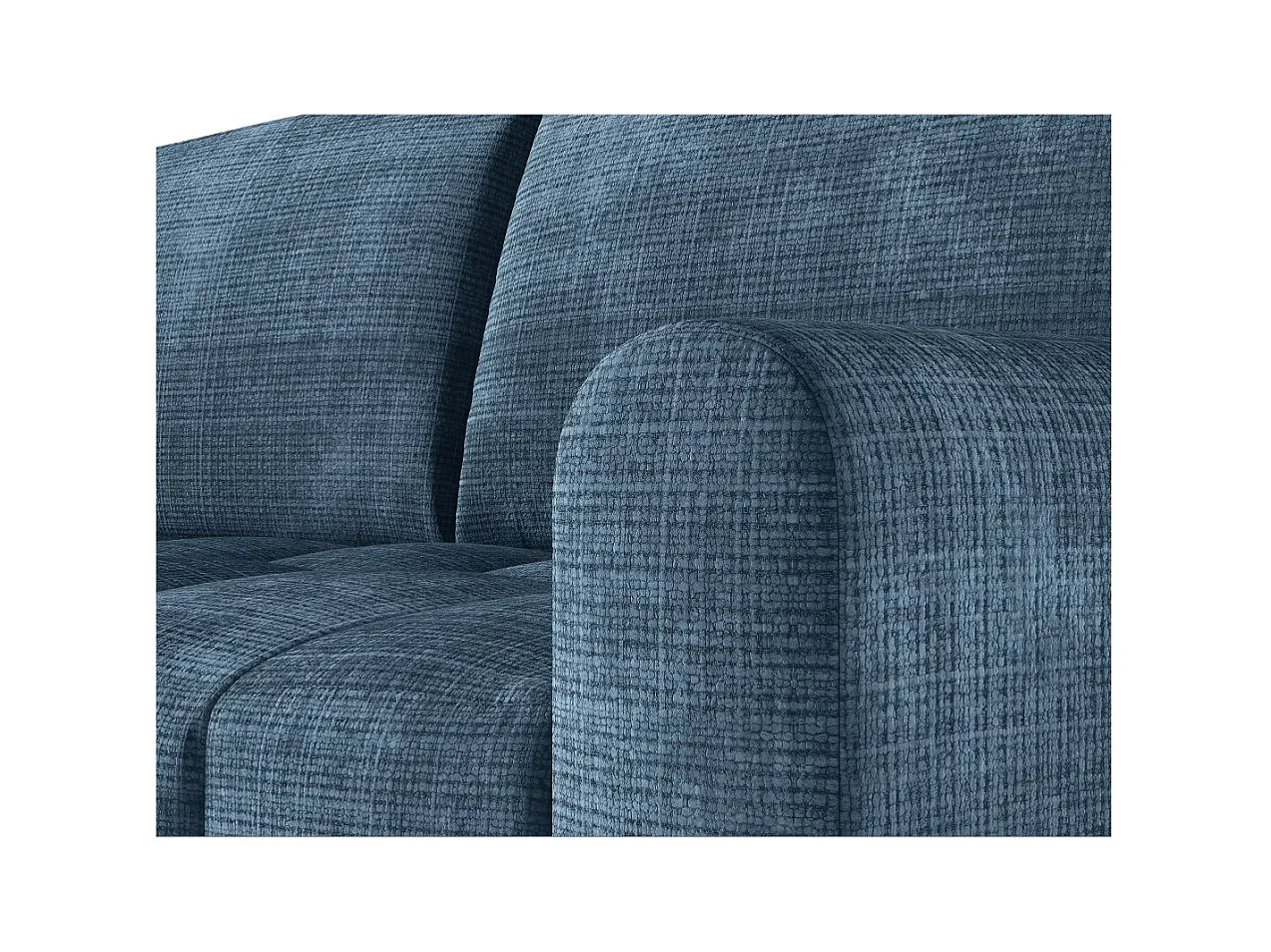 Canapé SILVIO convertible express 3 places couchage 140x190cm matelas 13cm tissu chenille bleu foncé