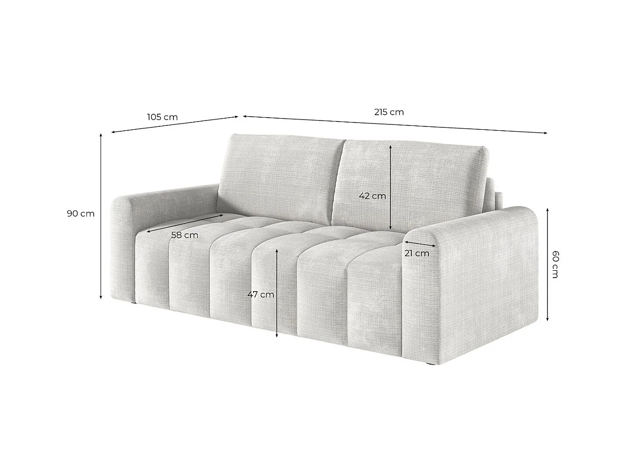 Canapé SILVIO convertible express 3 places couchage 140x190cm matelas 13cm tissu chenille bleu foncé