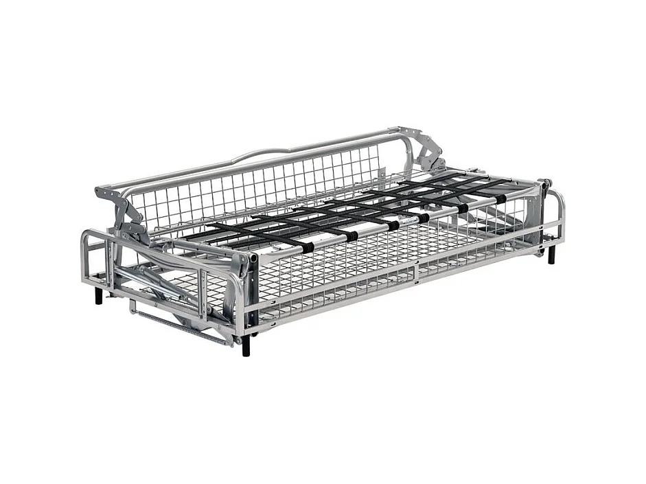 Canapé SILVIO convertible express 3 places couchage 140x190cm matelas 13cm tissu chenille bleu foncé