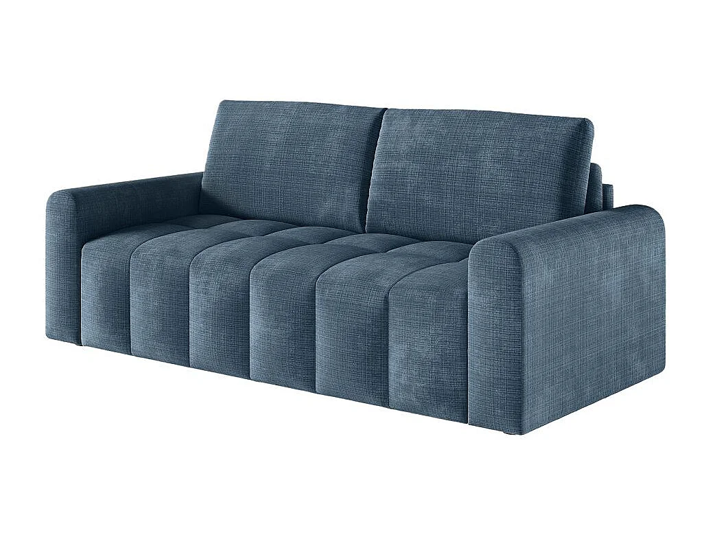 Canapé SILVIO convertible express 3 places couchage 140x190cm matelas 13cm tissu chenille bleu foncé