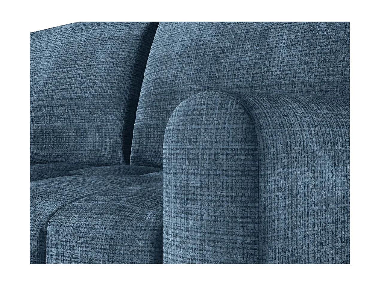 Canapé SILVIO convertible express 3 places couchage 140x190cm matelas 13cm tissu chenille bleu foncé