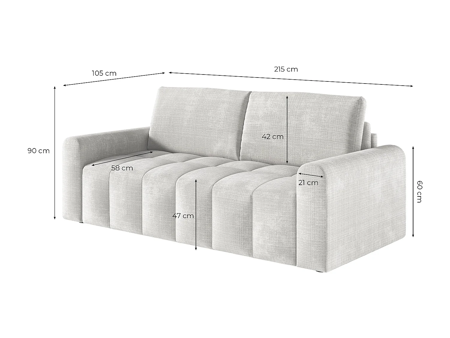 Canapé SILVIO convertible express 3 places couchage 140x190cm matelas 13cm tissu chenille bleu foncé