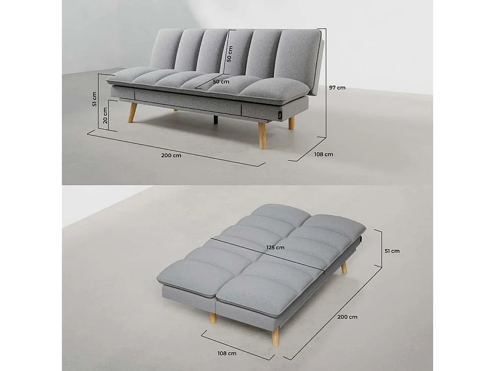 Sofá Cama  Cloud Lines Gris - Nalui