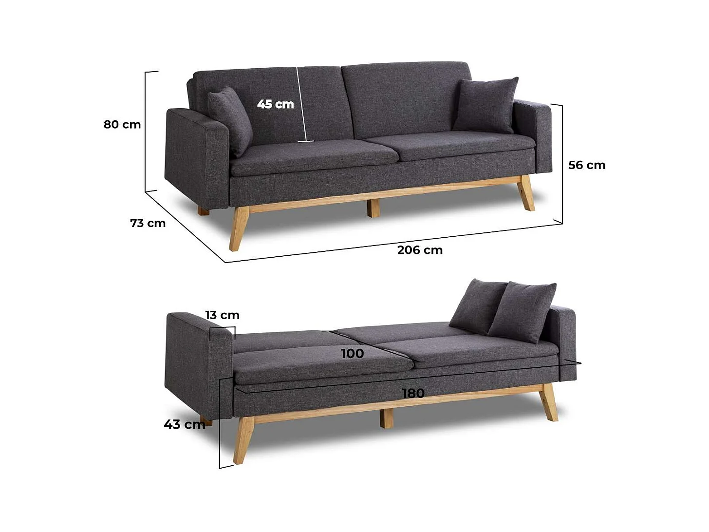 Sofá Cama  Reine Gris Marengo - Nalui