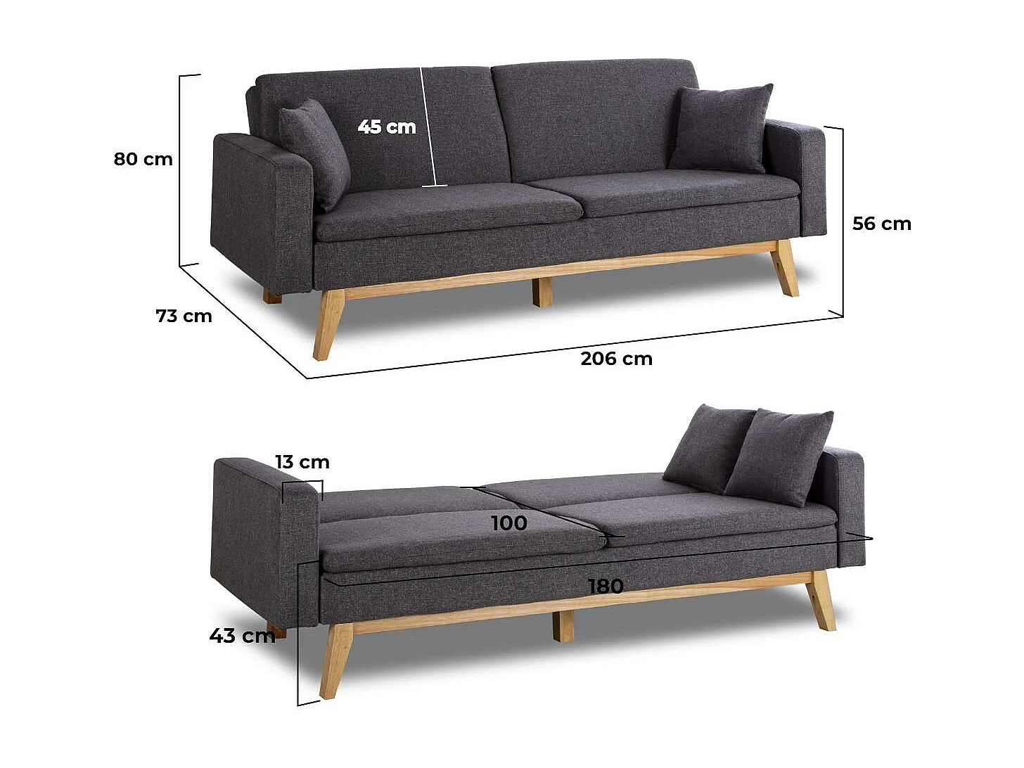 Sofá Cama  Reine Gris Marengo - Nalui