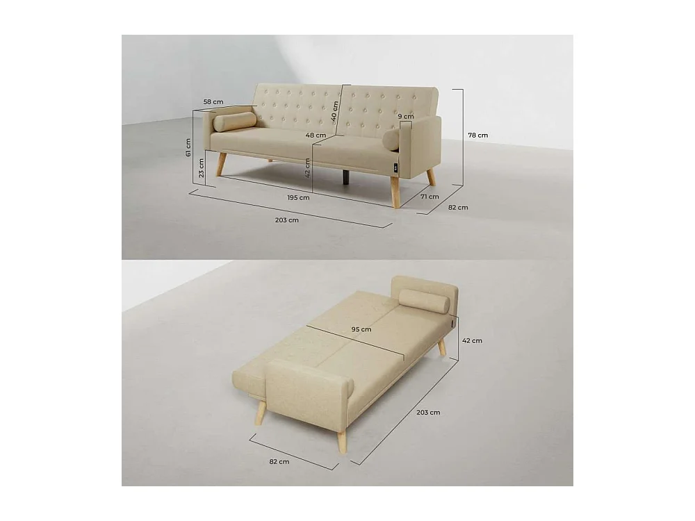 Sofá Cama  One Dots Beige - Nalui