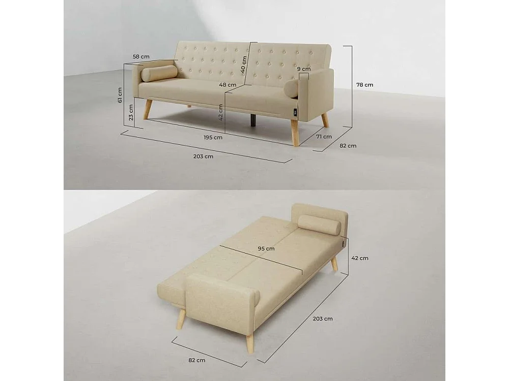 Sofá Cama  One Dots Beige - Nalui